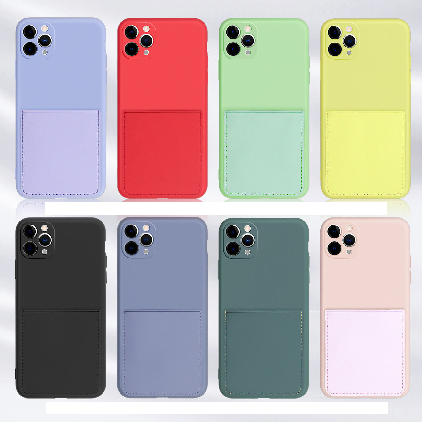 Soft Silicone Phone Protective Cover with Card Slot for iPhone 11 Pro Max 6.5 inch