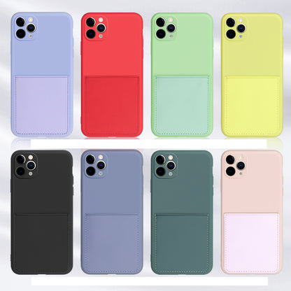 Soft Silicone Phone Protective Cover with Card Slot for iPhone 11 Pro Max 6.5 inch
