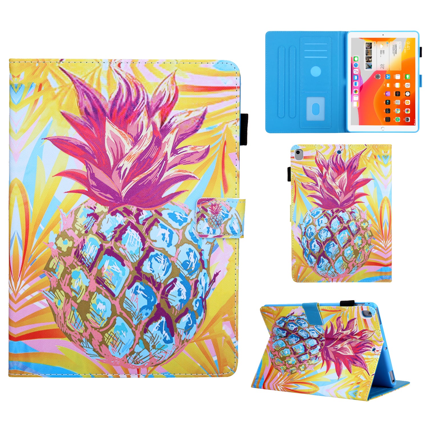 Pattern Printing Stand Card Holder Leather Case for iPad 9.7-inch (2018)/(2017)/Air 2/Air (2013)