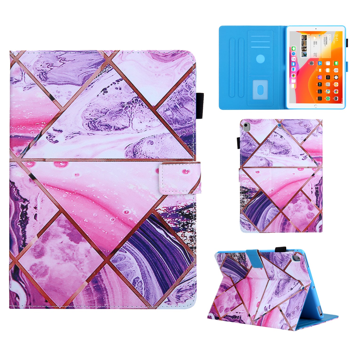 Pattern Printing Stand Card Holder Leather Case for iPad 9.7-inch (2018)/(2017)/Air 2/Air (2013)