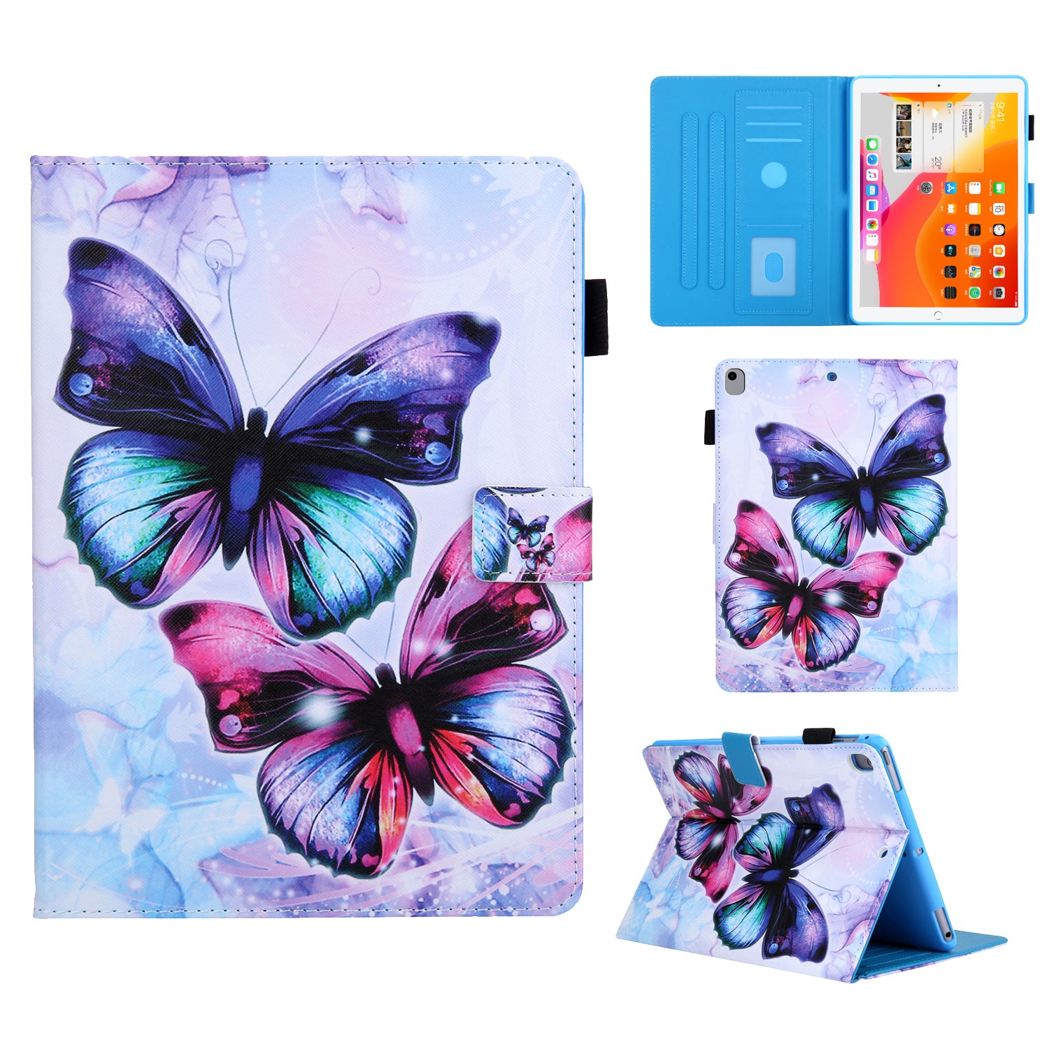 Pattern Printing Stand Card Holder Leather Case for iPad 9.7-inch (2018)/(2017)/Air 2/Air (2013)