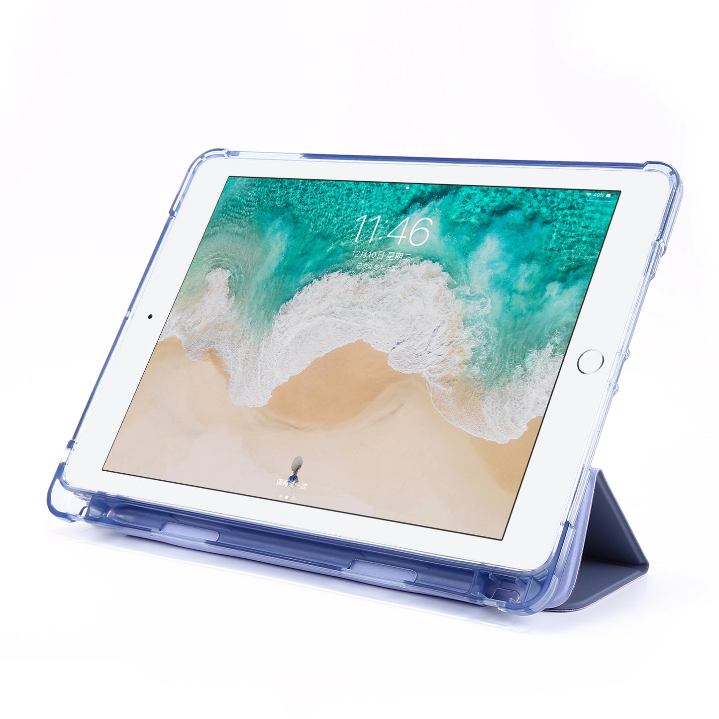Shockproof Anti-scratch Anti-dust Tri-fold Stand Leather Tablet Case with Pen Slot for iPad 9.7-inch (2018)