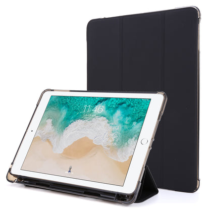 Shockproof Anti-scratch Anti-dust Tri-fold Stand Leather Tablet Case with Pen Slot for iPad 9.7-inch (2018)