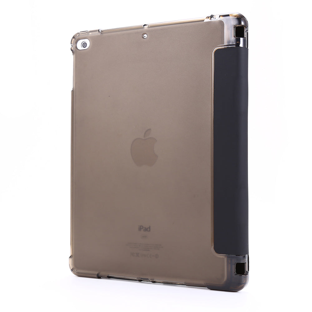 Shockproof Anti-scratch Anti-dust Tri-fold Stand Leather Tablet Case with Pen Slot for iPad 9.7-inch (2018)