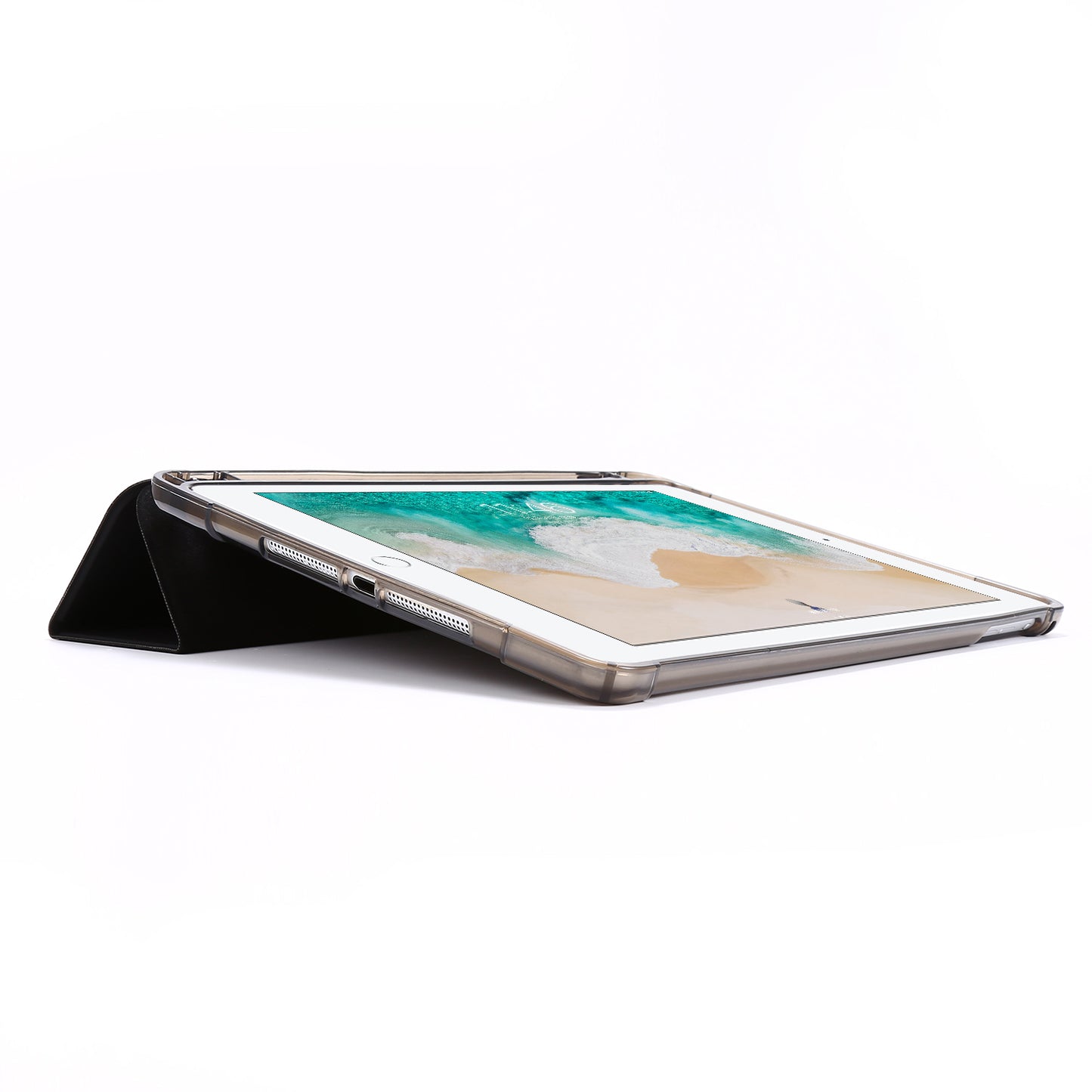 Shockproof Anti-scratch Anti-dust Tri-fold Stand Leather Tablet Case with Pen Slot for iPad 9.7-inch (2018)