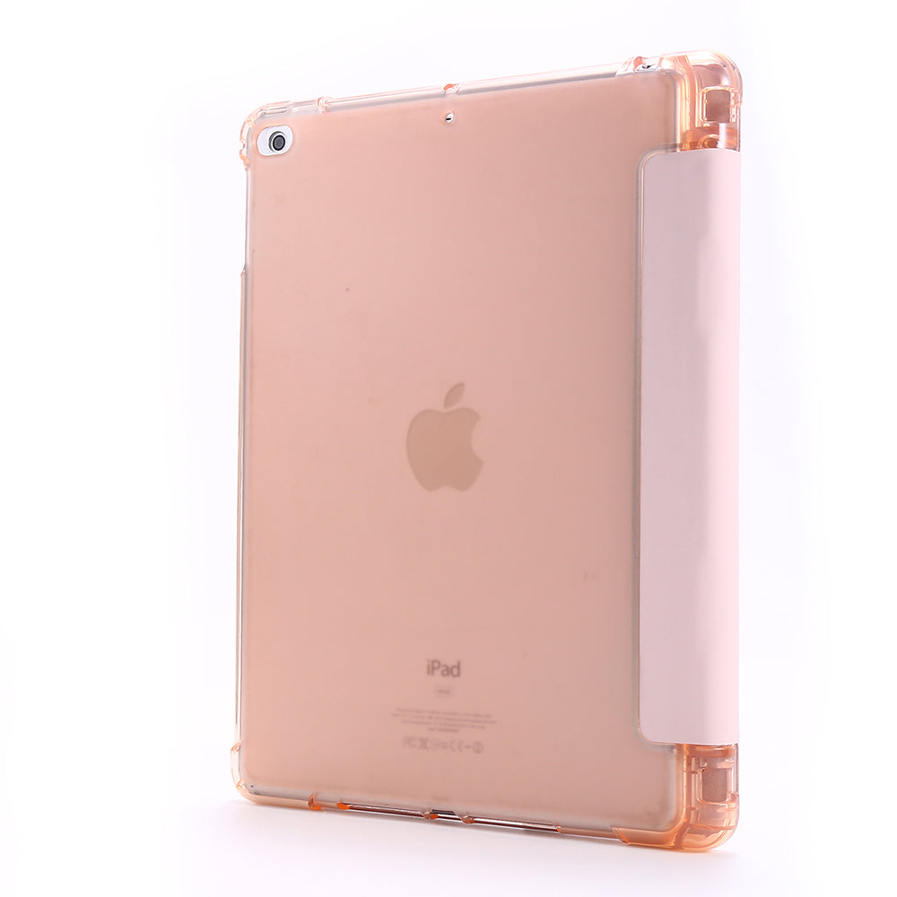 Shockproof Anti-scratch Anti-dust Tri-fold Stand Leather Tablet Case with Pen Slot for iPad 9.7-inch (2018)