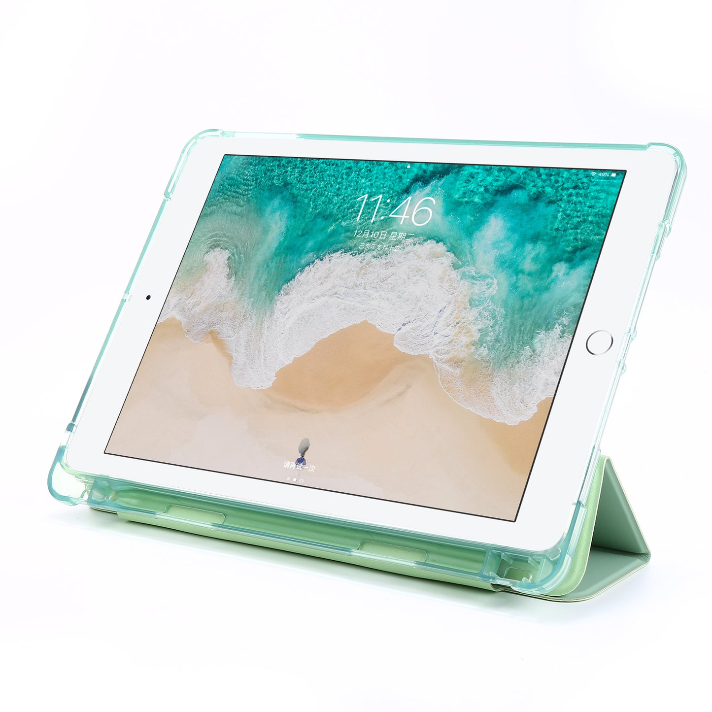 Shockproof Anti-scratch Anti-dust Tri-fold Stand Leather Tablet Case with Pen Slot for iPad 9.7-inch (2018)