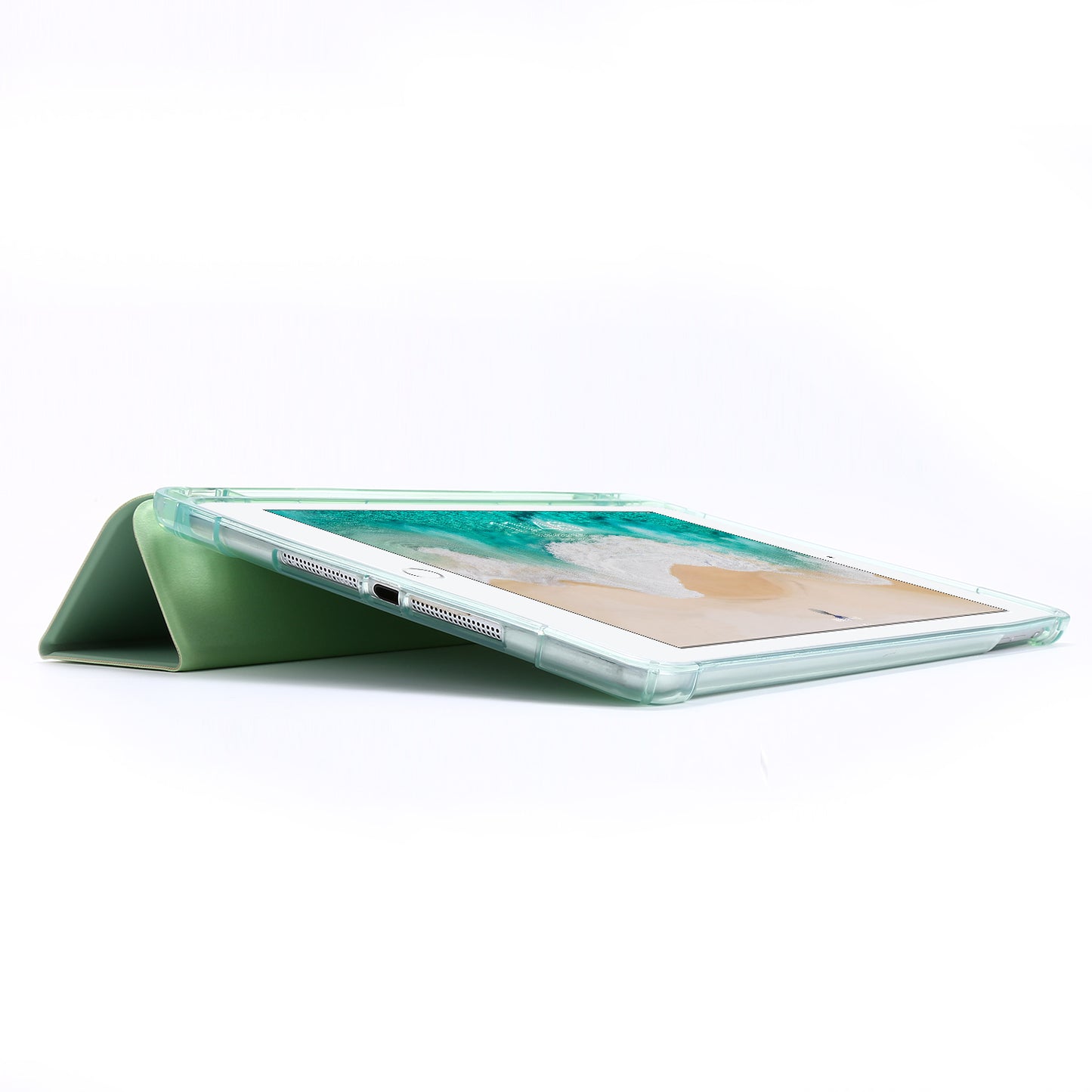 Shockproof Anti-scratch Anti-dust Tri-fold Stand Leather Tablet Case with Pen Slot for iPad 9.7-inch (2018)