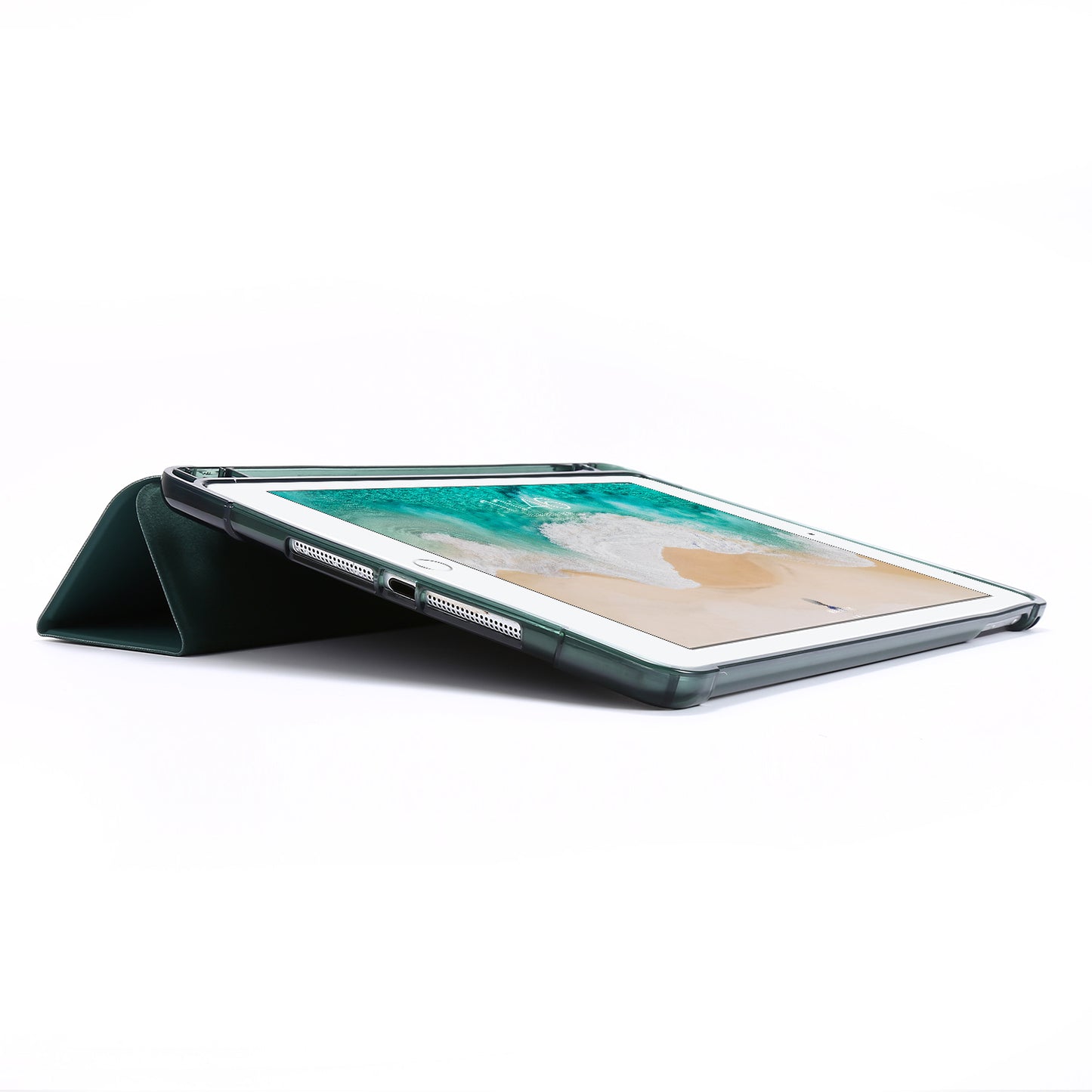 Shockproof Anti-scratch Anti-dust Tri-fold Stand Leather Tablet Case with Pen Slot for iPad 9.7-inch (2018)