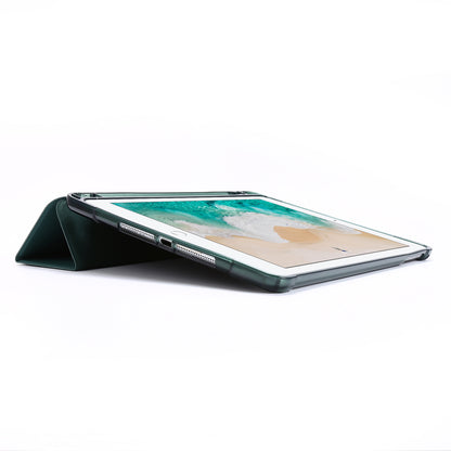 Shockproof Anti-scratch Anti-dust Tri-fold Stand Leather Tablet Case with Pen Slot for iPad 9.7-inch (2018)
