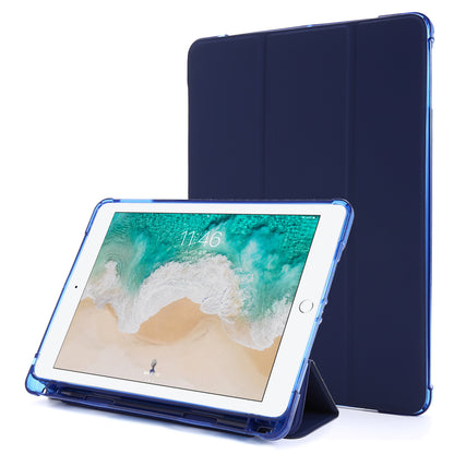 Shockproof Anti-scratch Anti-dust Tri-fold Stand Leather Tablet Case with Pen Slot for iPad 9.7-inch (2018)