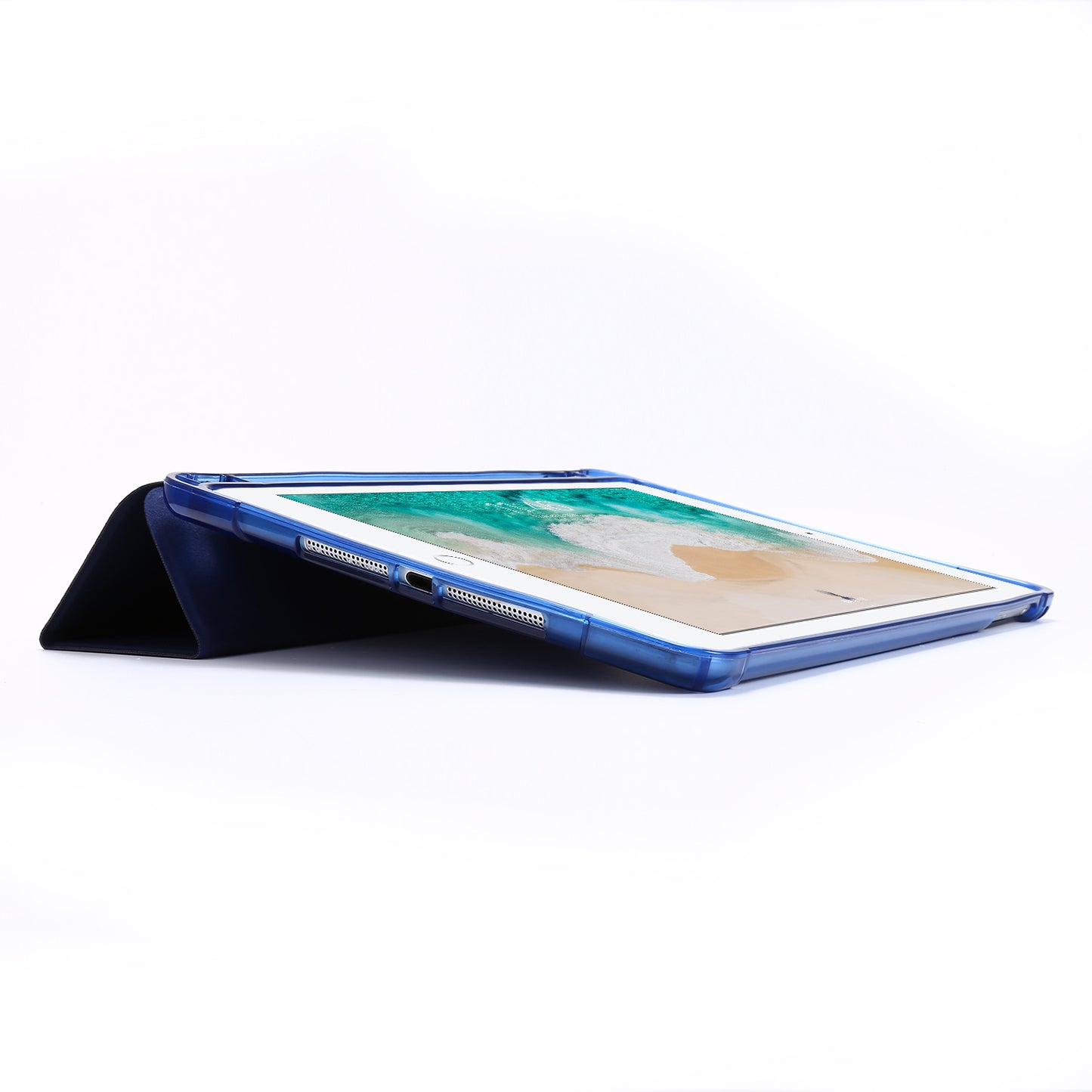 Shockproof Anti-scratch Anti-dust Tri-fold Stand Leather Tablet Case with Pen Slot for iPad 9.7-inch (2018)