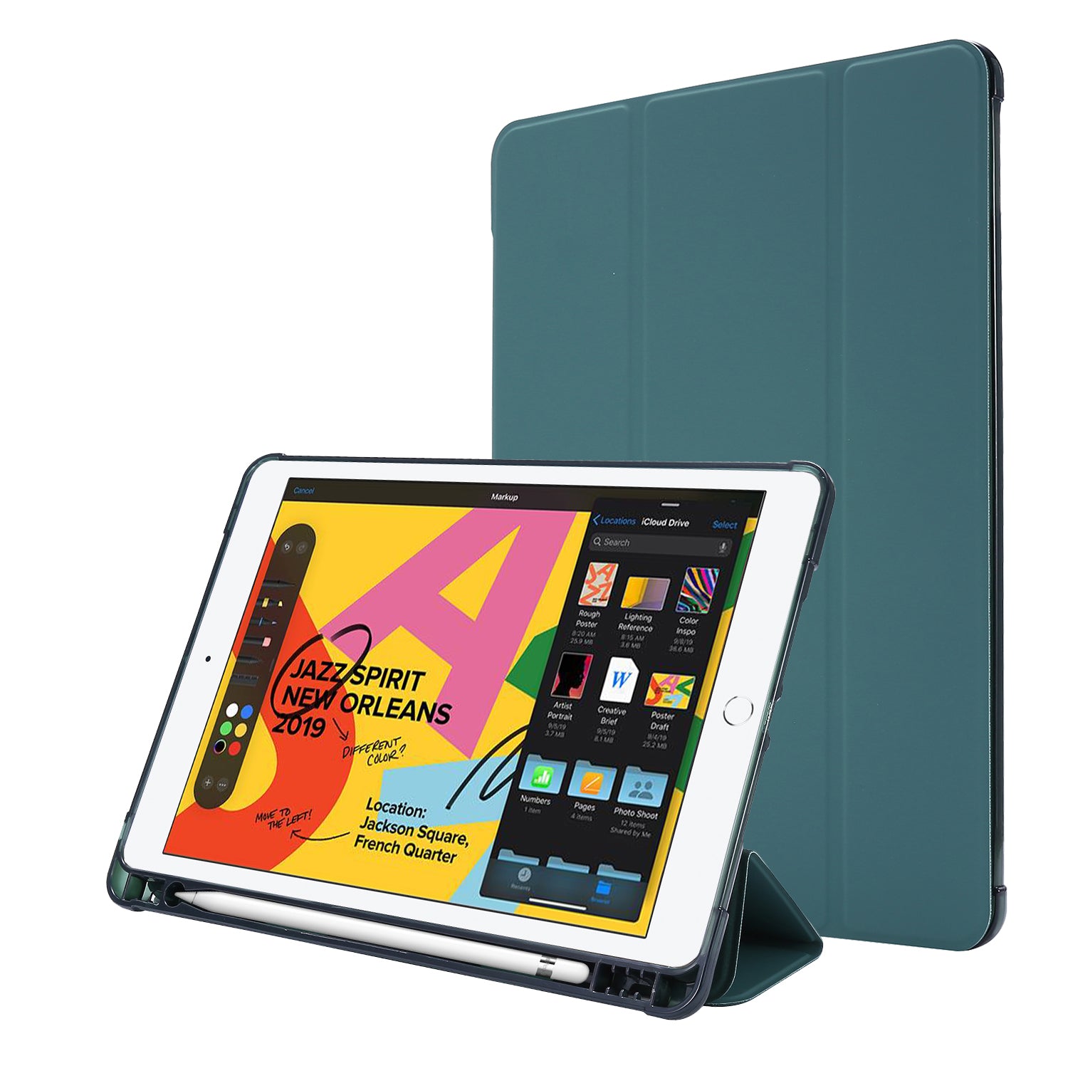 Tri-fold Stand Leather Tablet Shell with Pen Slot for iPad 10.2 (2021)/(2020)/(2019)