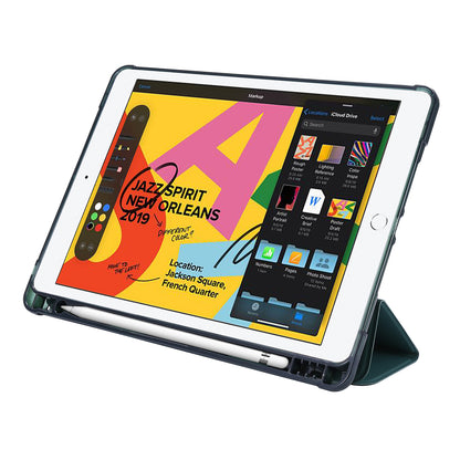 Tri-fold Stand Leather Tablet Shell with Pen Slot for iPad 10.2 (2021)/(2020)/(2019)
