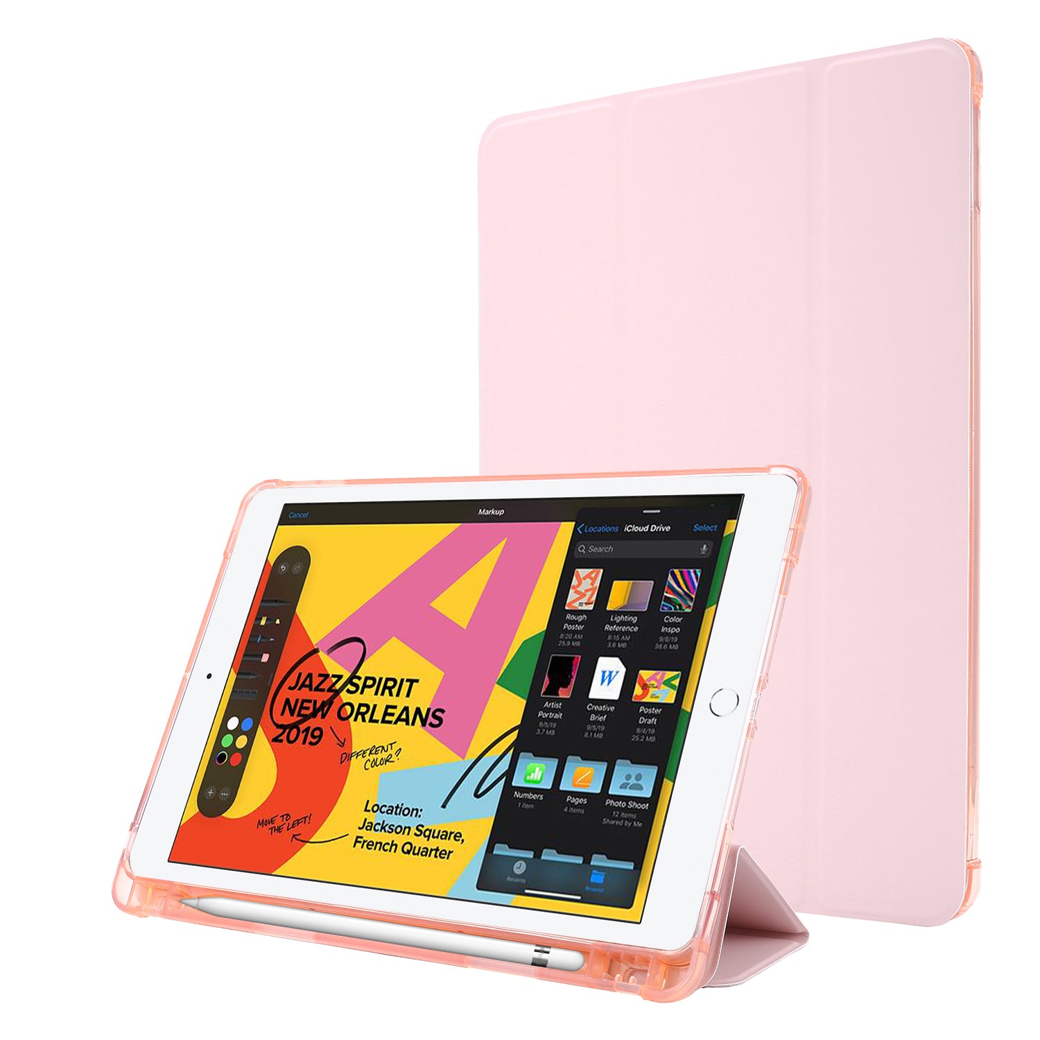 Tri-fold Stand Leather Tablet Shell with Pen Slot for iPad 10.2 (2021)/(2020)/(2019)