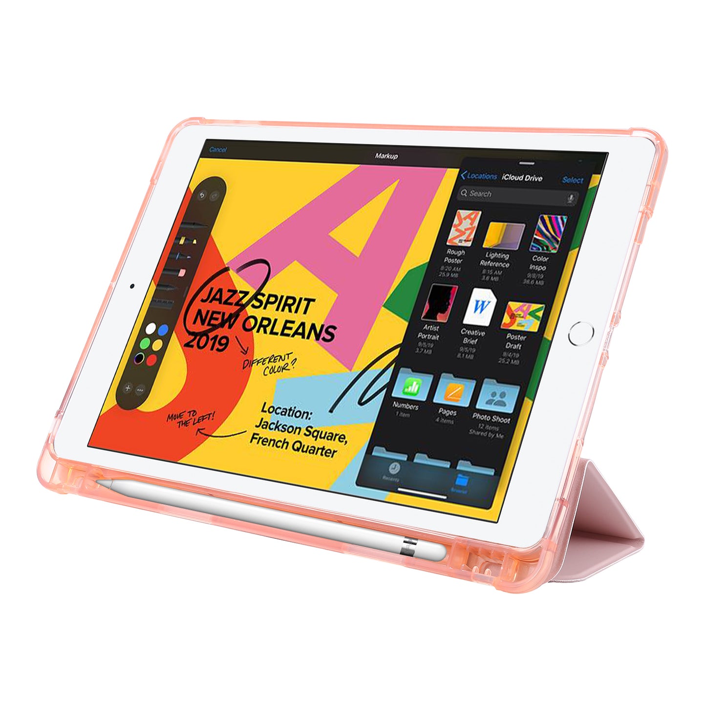 Tri-fold Stand Leather Tablet Shell with Pen Slot for iPad 10.2 (2021)/(2020)/(2019)