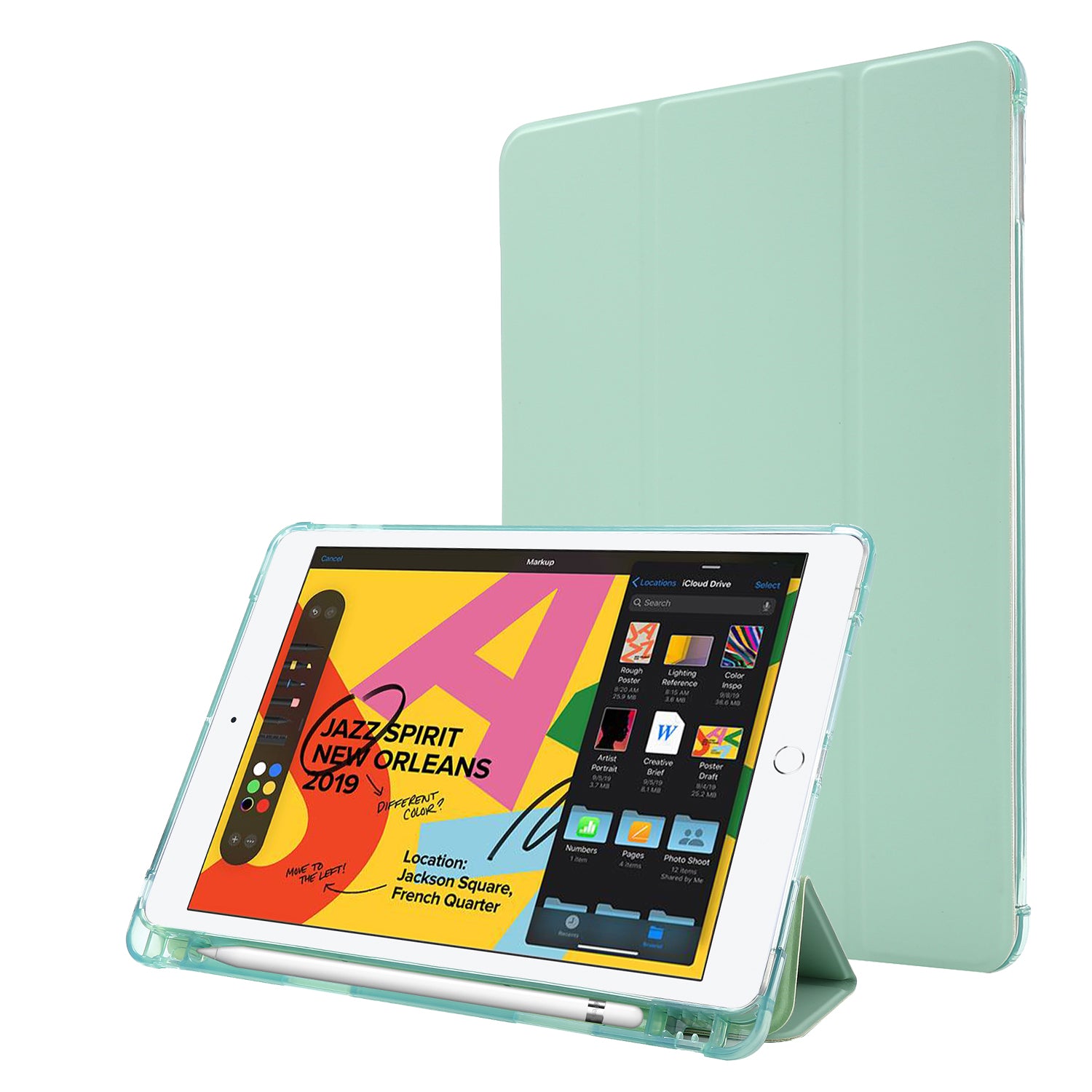 Tri-fold Stand Leather Tablet Shell with Pen Slot for iPad 10.2 (2021)/(2020)/(2019)