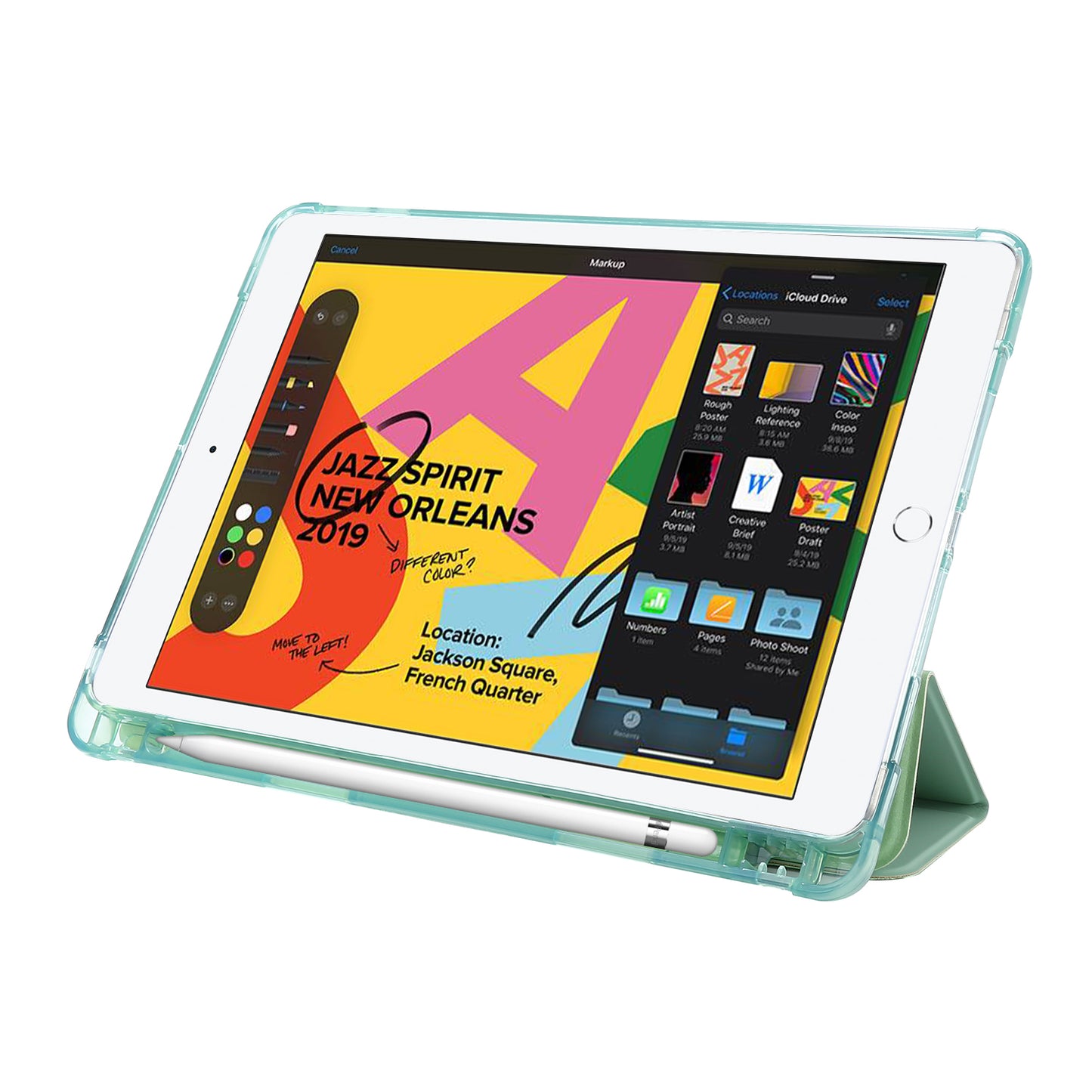 Tri-fold Stand Leather Tablet Shell with Pen Slot for iPad 10.2 (2021)/(2020)/(2019)