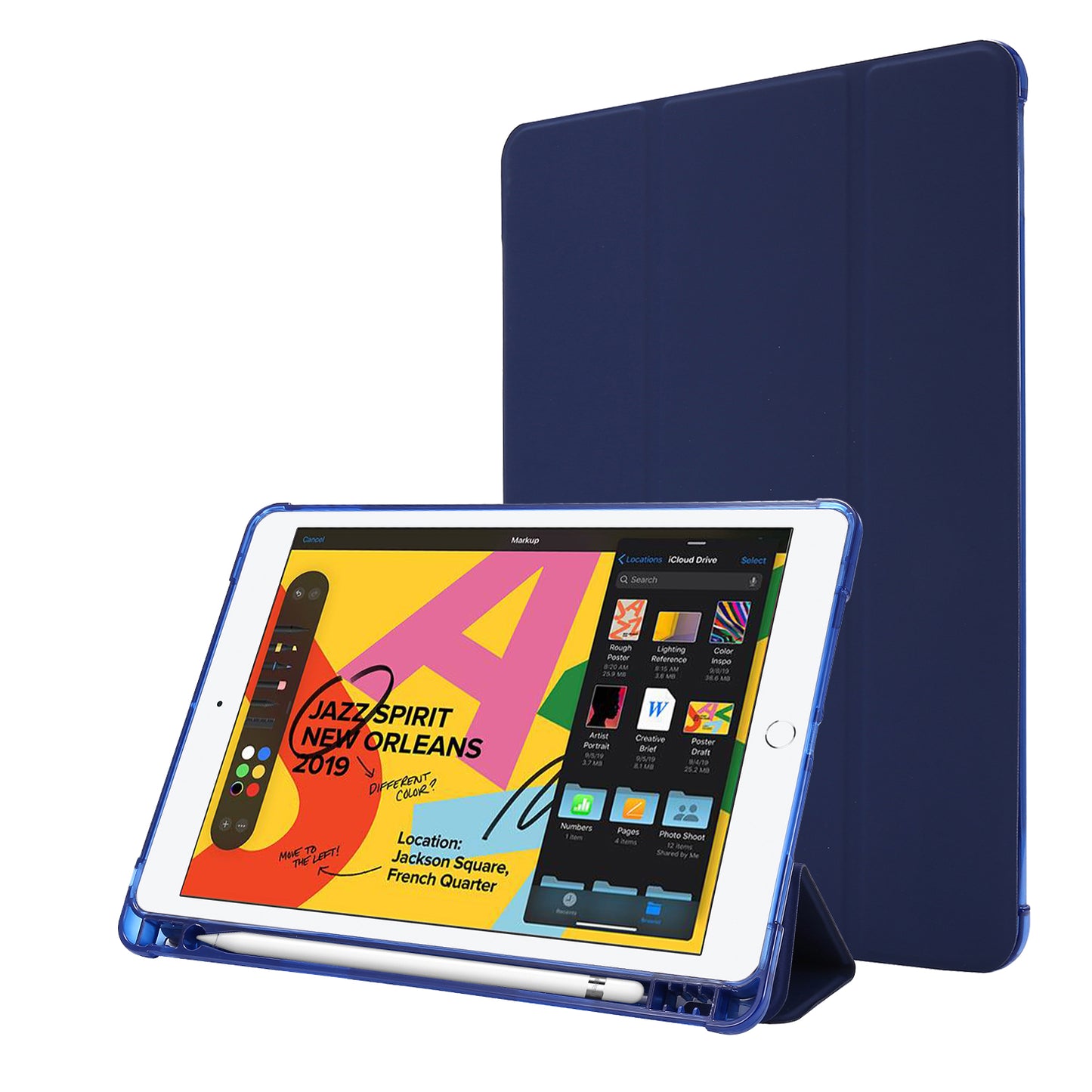 Tri-fold Stand Leather Tablet Shell with Pen Slot for iPad 10.2 (2021)/(2020)/(2019)