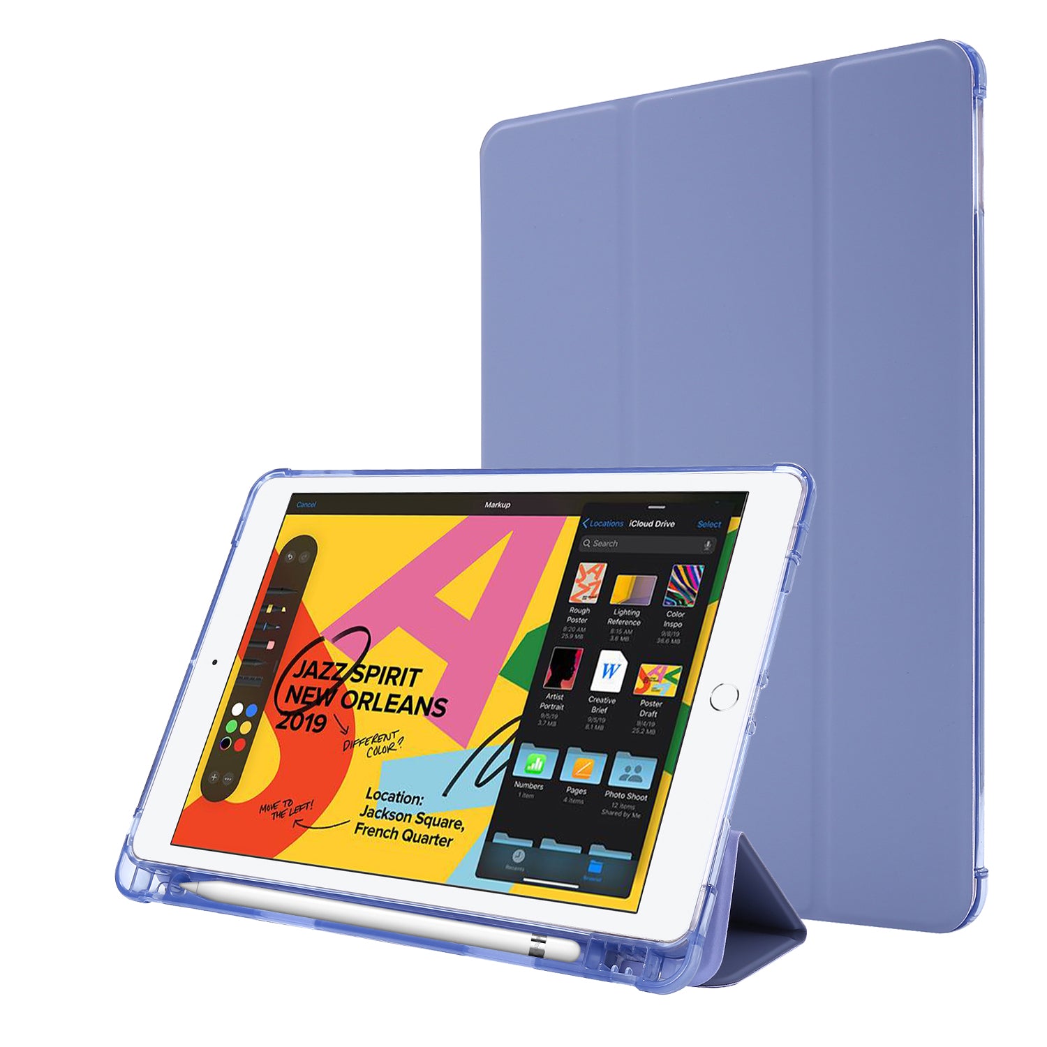Tri-fold Stand Leather Tablet Shell with Pen Slot for iPad 10.2 (2021)/(2020)/(2019)