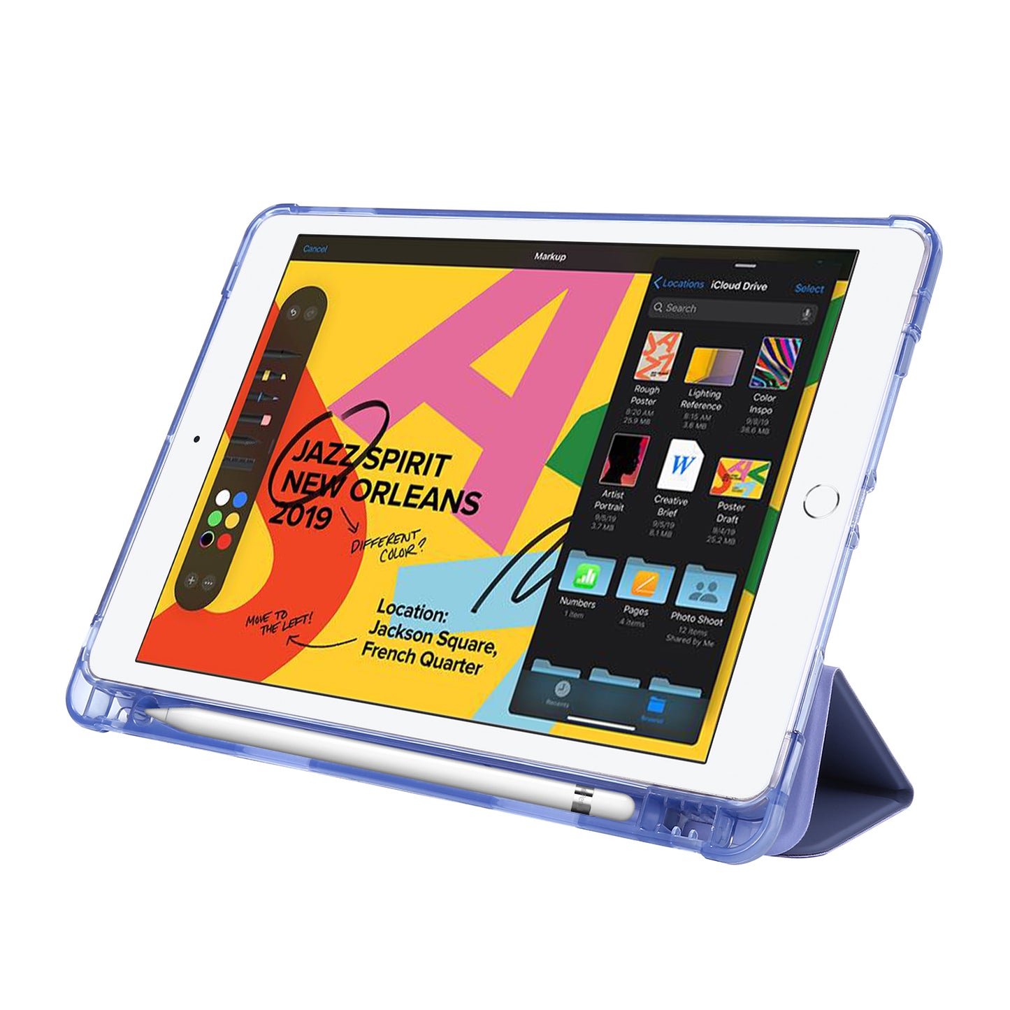 Tri-fold Stand Leather Tablet Shell with Pen Slot for iPad 10.2 (2021)/(2020)/(2019)