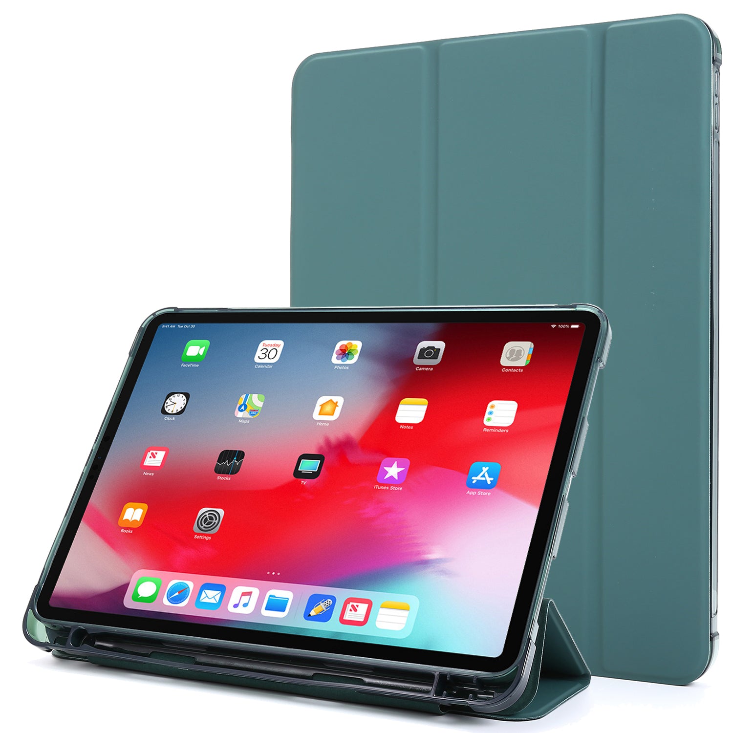 Tri-fold Stand Leather Tablet Cover Case with Pen Slot for iPad Pro 11-inch (2020)/(2018)