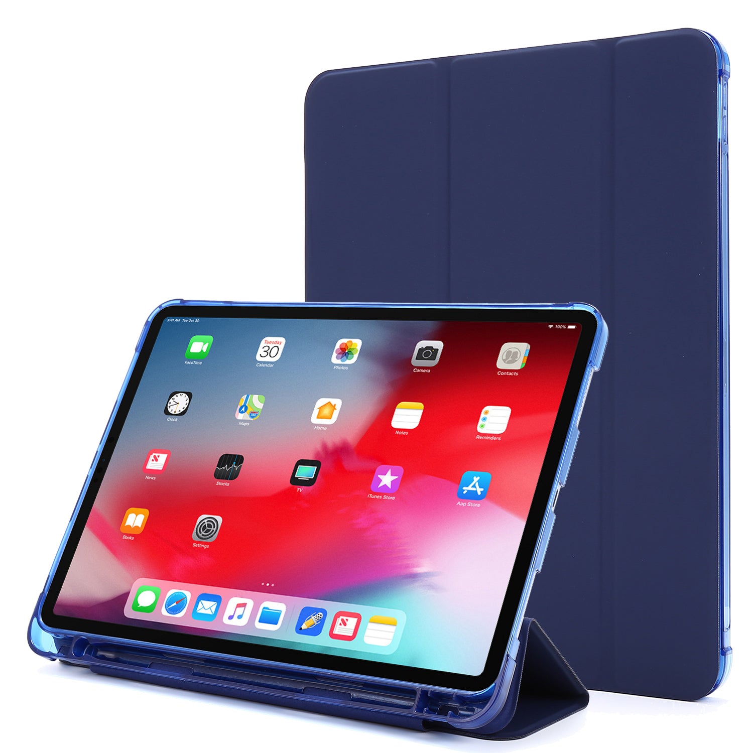 Tri-fold Stand Leather Tablet Cover Case with Pen Slot for iPad Pro 11-inch (2020)/(2018)