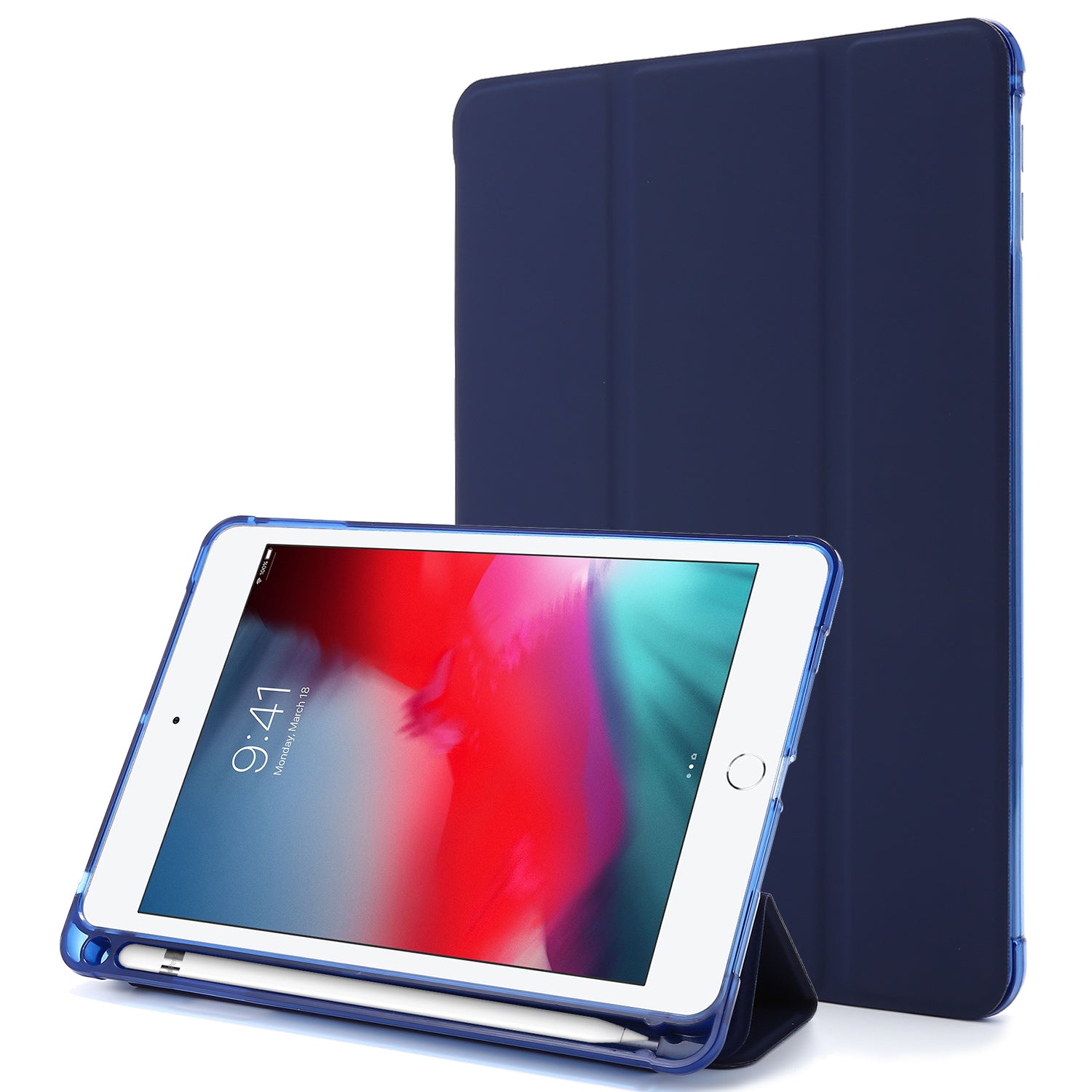 Tri-fold Stand Leather Tablet Shell with Pen Slot for iPad mini (2019) 7.9 inch/iPad mini 4/3/2/1