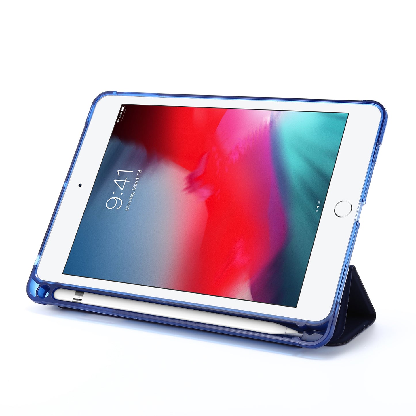 Tri-fold Stand Leather Tablet Shell with Pen Slot for iPad mini (2019) 7.9 inch/iPad mini 4/3/2/1