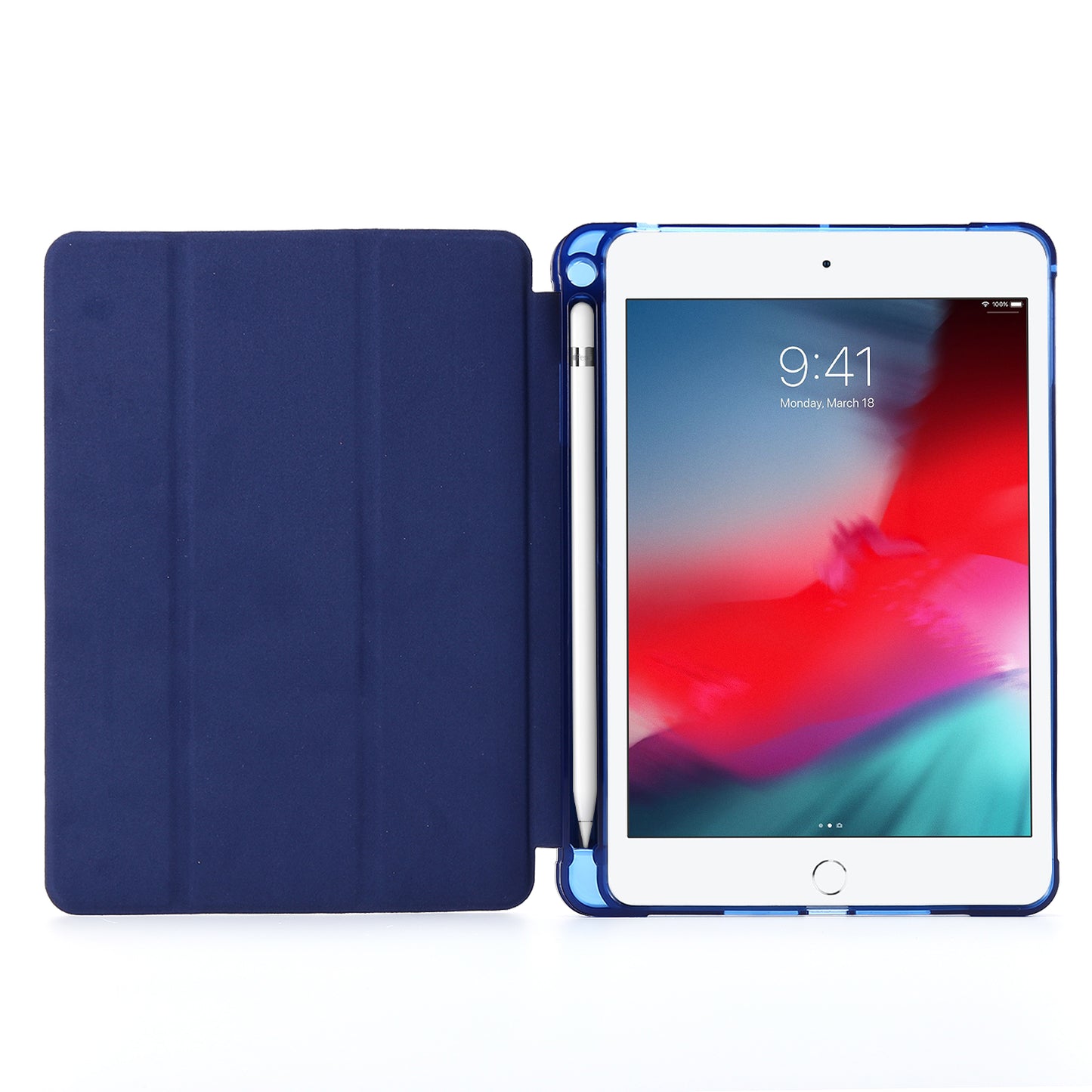 Tri-fold Stand Leather Tablet Shell with Pen Slot for iPad mini (2019) 7.9 inch/iPad mini 4/3/2/1