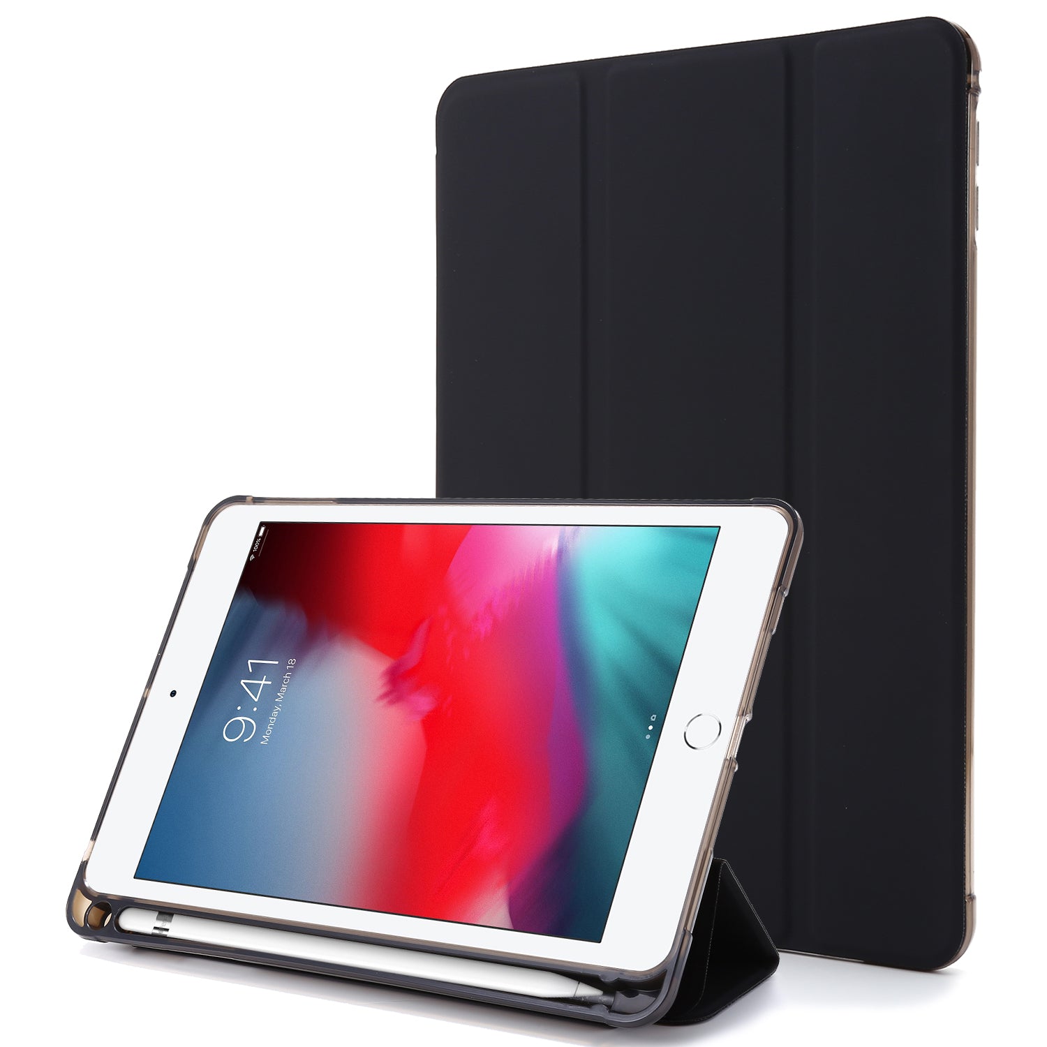 Tri-fold Stand Leather Tablet Shell with Pen Slot for iPad mini (2019) 7.9 inch/iPad mini 4/3/2/1