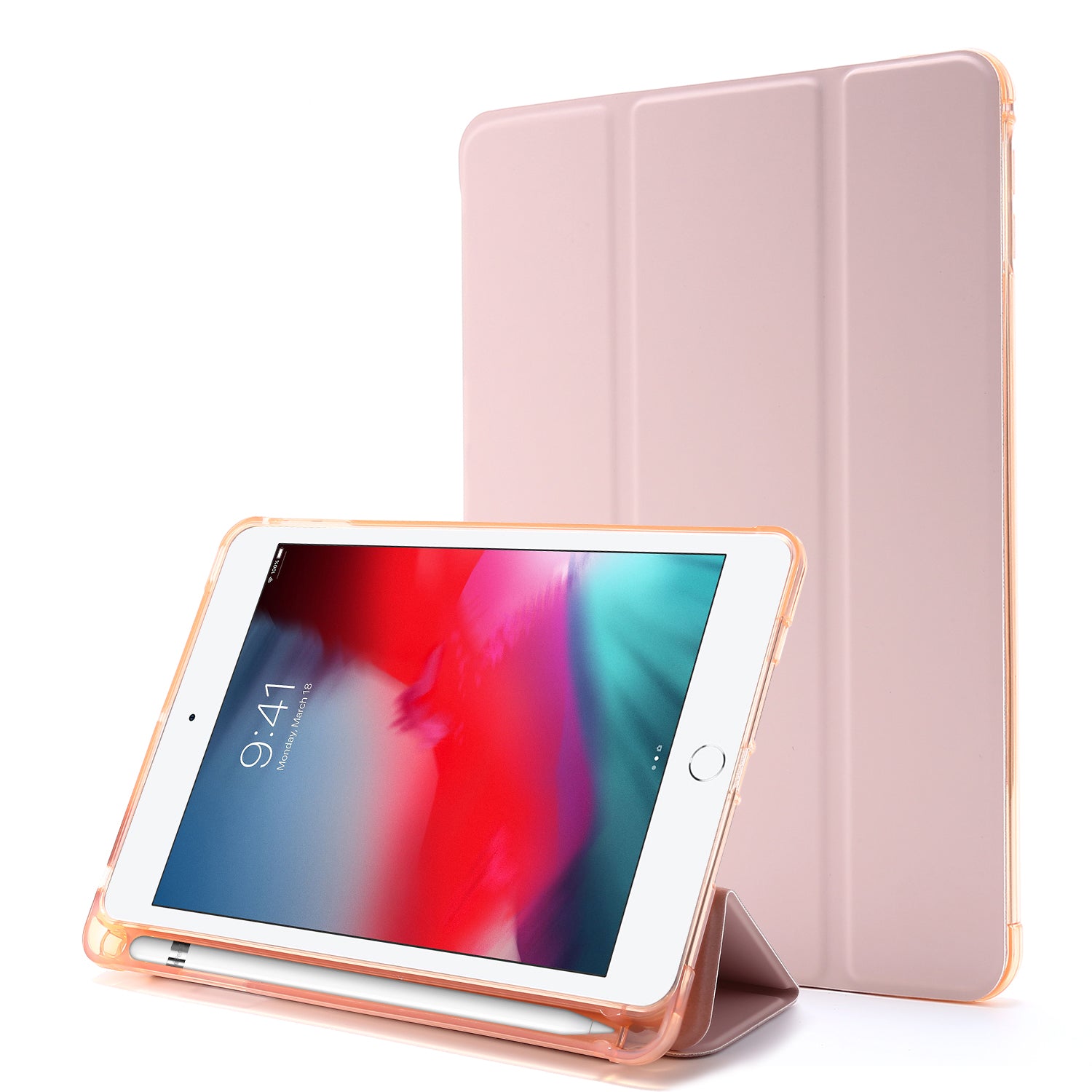 Tri-fold Stand Leather Tablet Shell with Pen Slot for iPad mini (2019) 7.9 inch/iPad mini 4/3/2/1