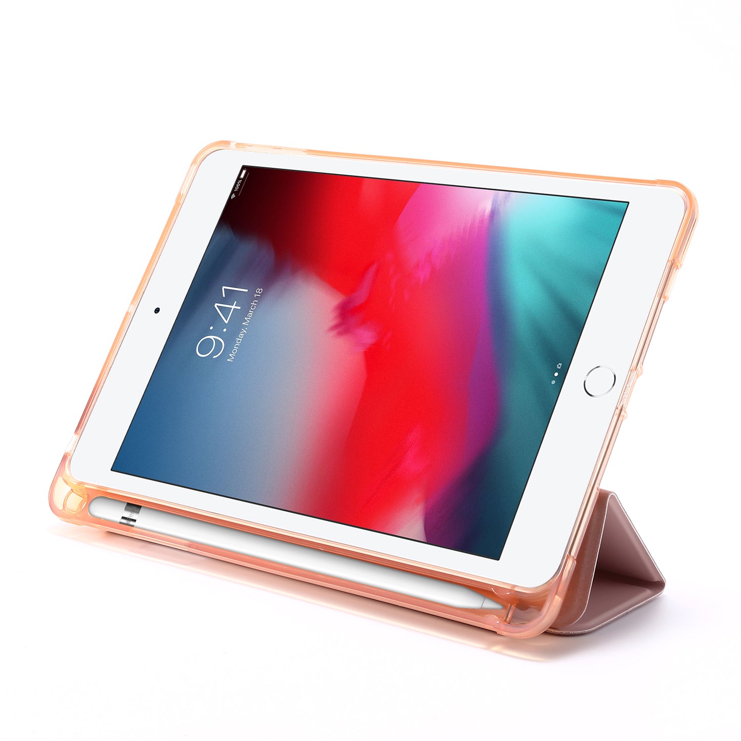 Tri-fold Stand Leather Tablet Shell with Pen Slot for iPad mini (2019) 7.9 inch/iPad mini 4/3/2/1