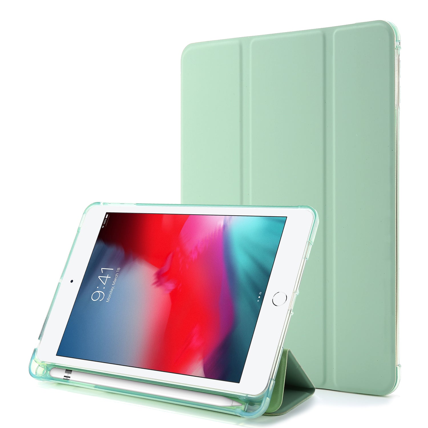 Tri-fold Stand Leather Tablet Shell with Pen Slot for iPad mini (2019) 7.9 inch/iPad mini 4/3/2/1