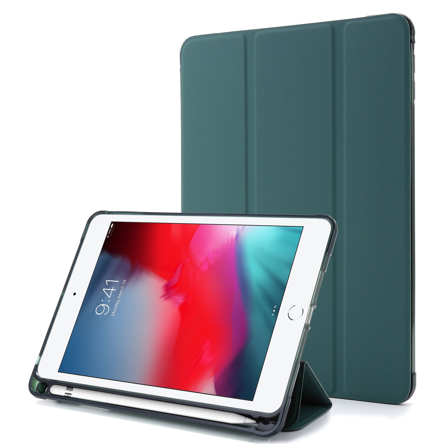Tri-fold Stand Leather Tablet Shell with Pen Slot for iPad mini (2019) 7.9 inch/iPad mini 4/3/2/1