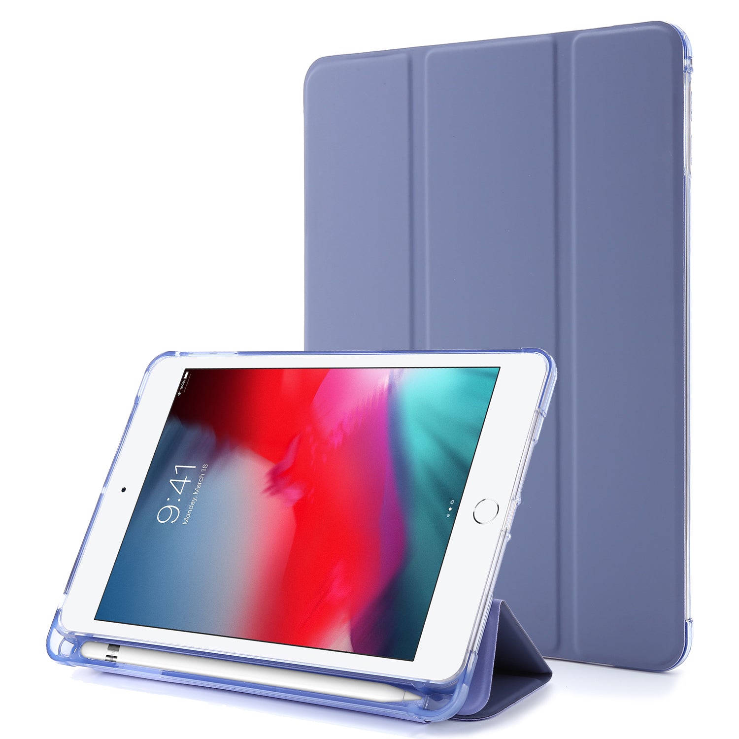 Tri-fold Stand Leather Tablet Shell with Pen Slot for iPad mini (2019) 7.9 inch/iPad mini 4/3/2/1
