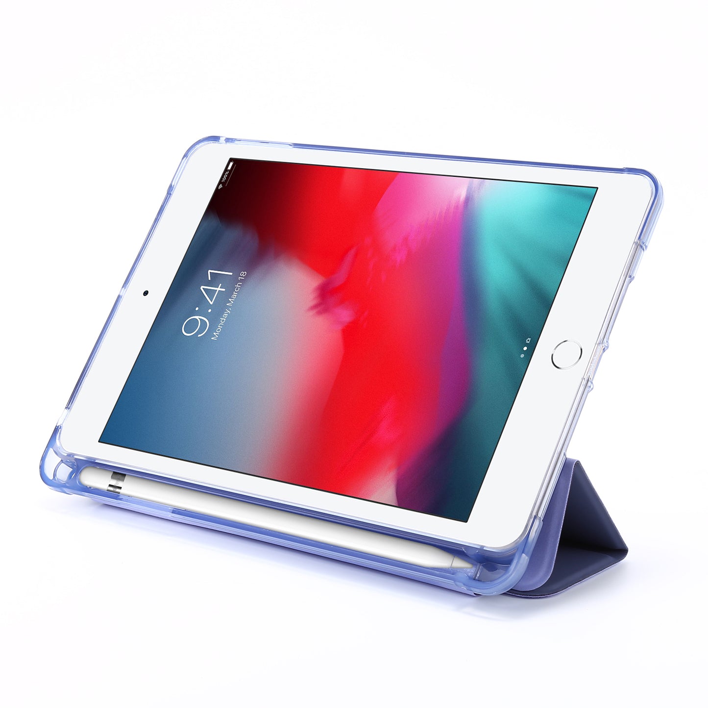 Tri-fold Stand Leather Tablet Shell with Pen Slot for iPad mini (2019) 7.9 inch/iPad mini 4/3/2/1