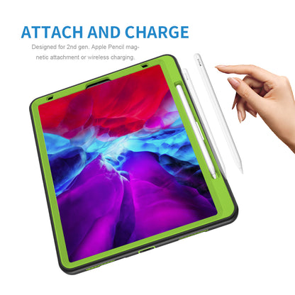 For iPad Pro 12.9-inch (2021)/(2020)/(2018) 360 Degree Swivel Handy Strap Kickstand PC + Silicone Tablet Case with Shoulder Strap