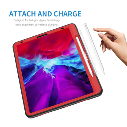 For iPad Pro 12.9-inch (2021)/(2020)/(2018) 360 Degree Swivel Handy Strap Kickstand PC + Silicone Tablet Case with Shoulder Strap