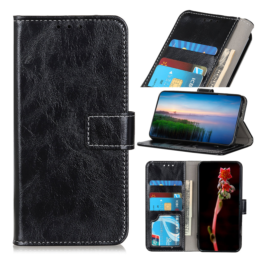 For iPhone 12 / 12 Pro 6.1 inch Crazy Horse Texture Vintage Leather Wallet Case Magnetic Shockproof Protective Cover with Stand Function