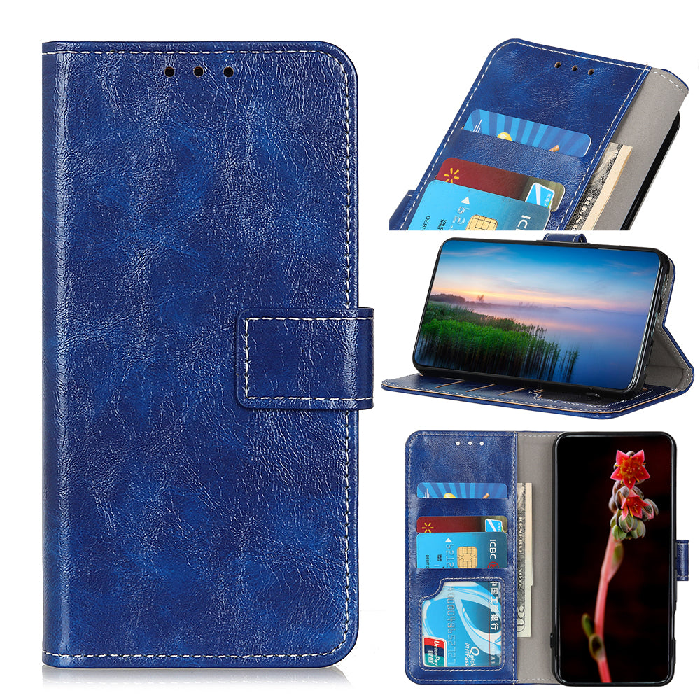 For iPhone 12 / 12 Pro 6.1 inch Crazy Horse Texture Vintage Leather Wallet Case Magnetic Shockproof Protective Cover with Stand Function
