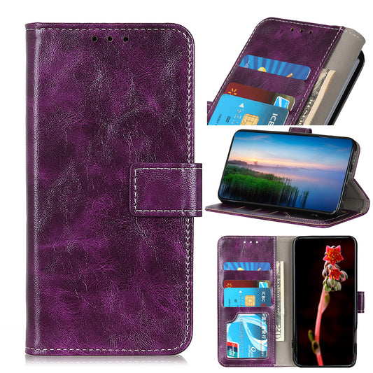 For iPhone 12 / 12 Pro 6.1 inch Crazy Horse Texture Vintage Leather Wallet Case Magnetic Shockproof Protective Cover with Stand Function