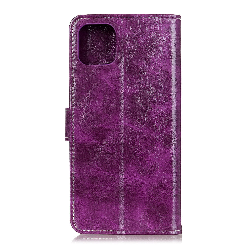 For iPhone 12 / 12 Pro 6.1 inch Crazy Horse Texture Vintage Leather Wallet Case Magnetic Shockproof Protective Cover with Stand Function