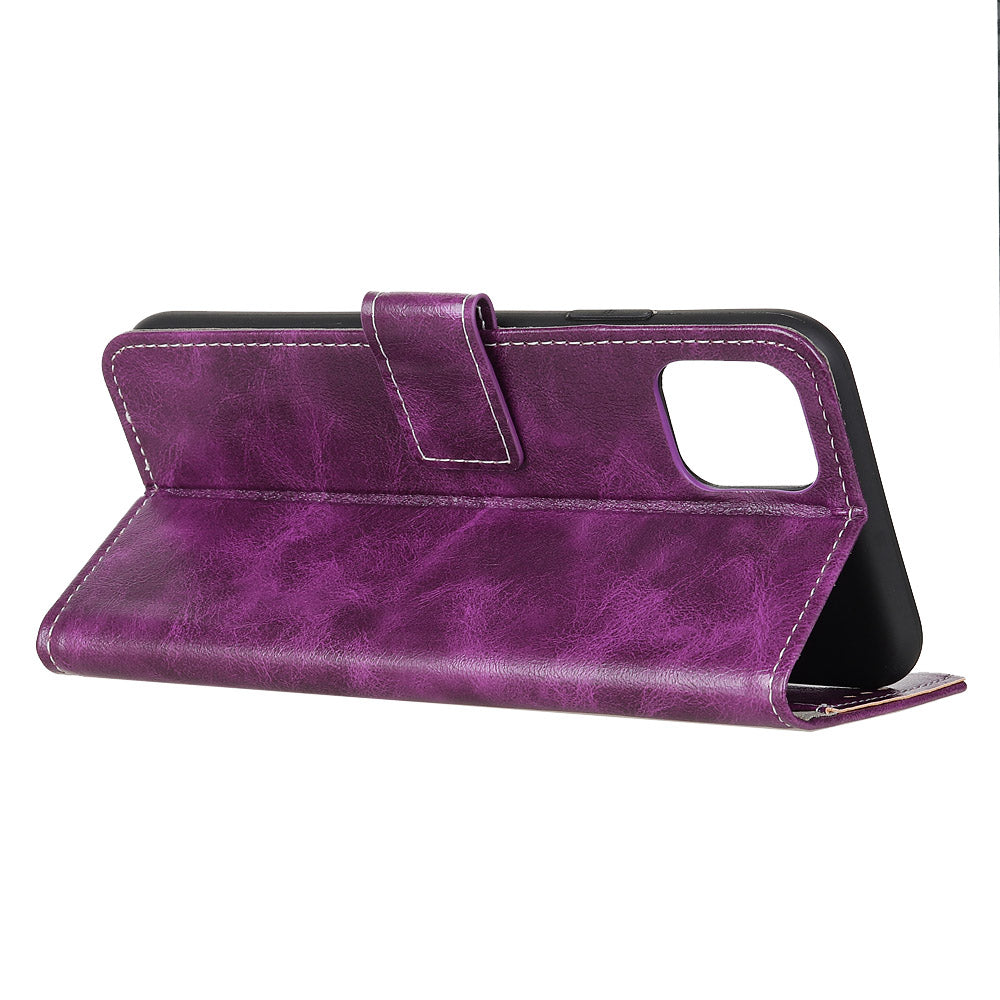 For iPhone 12 / 12 Pro 6.1 inch Crazy Horse Texture Vintage Leather Wallet Case Magnetic Shockproof Protective Cover with Stand Function