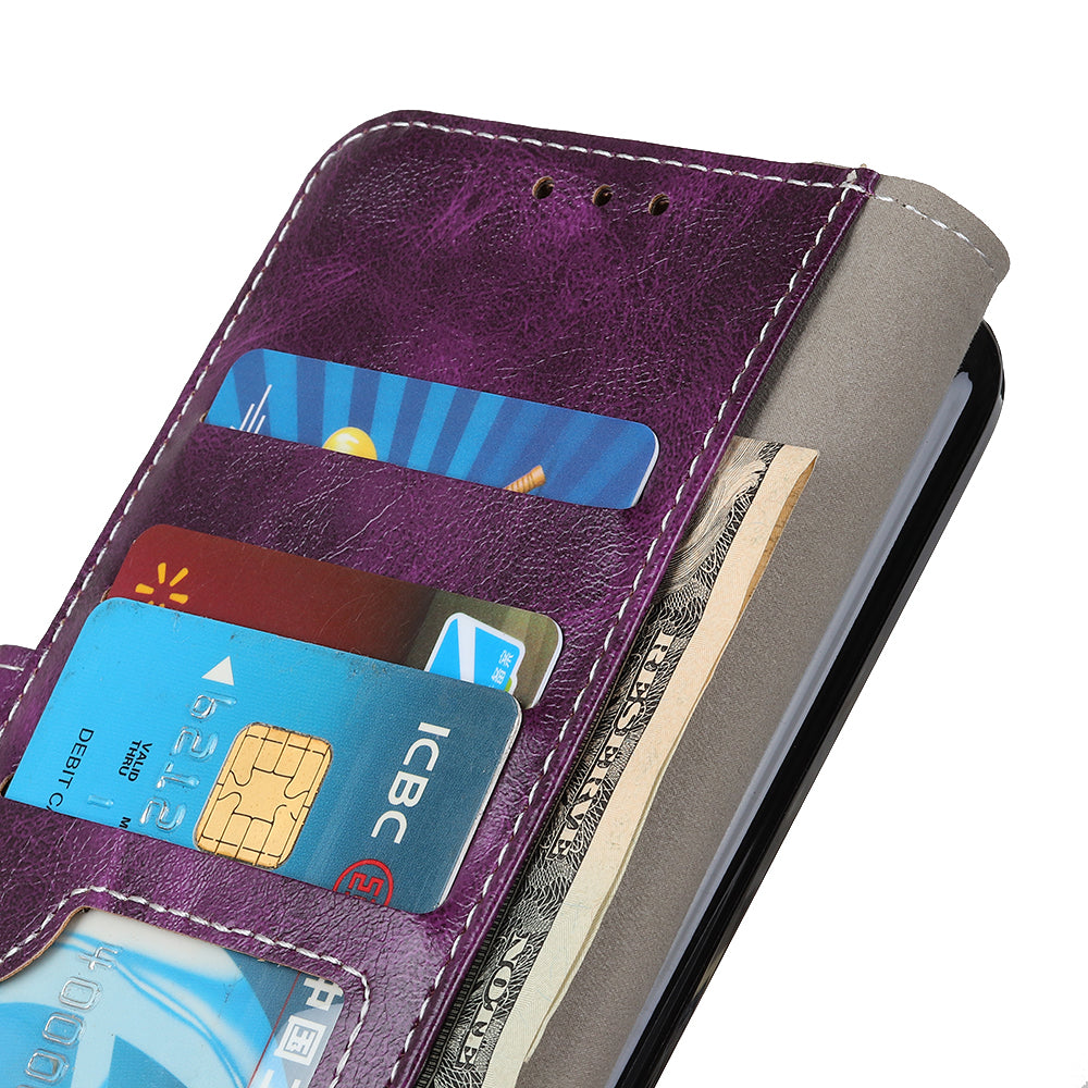 For iPhone 12 / 12 Pro 6.1 inch Crazy Horse Texture Vintage Leather Wallet Case Magnetic Shockproof Protective Cover with Stand Function