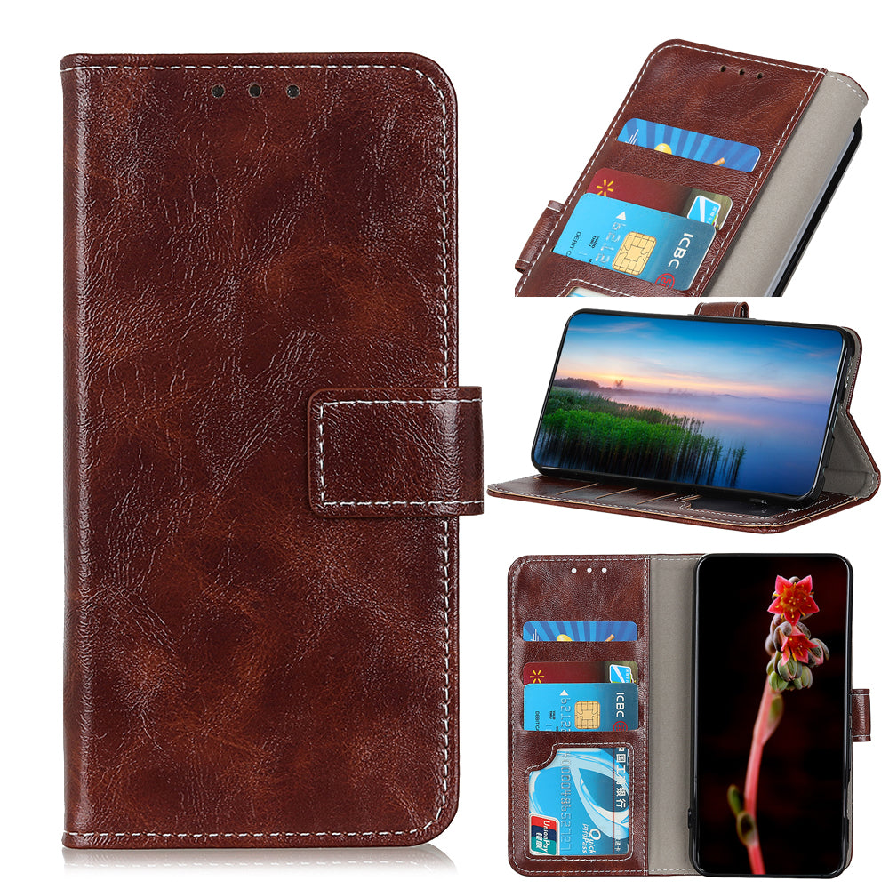 For iPhone 12 / 12 Pro 6.1 inch Crazy Horse Texture Vintage Leather Wallet Case Magnetic Shockproof Protective Cover with Stand Function