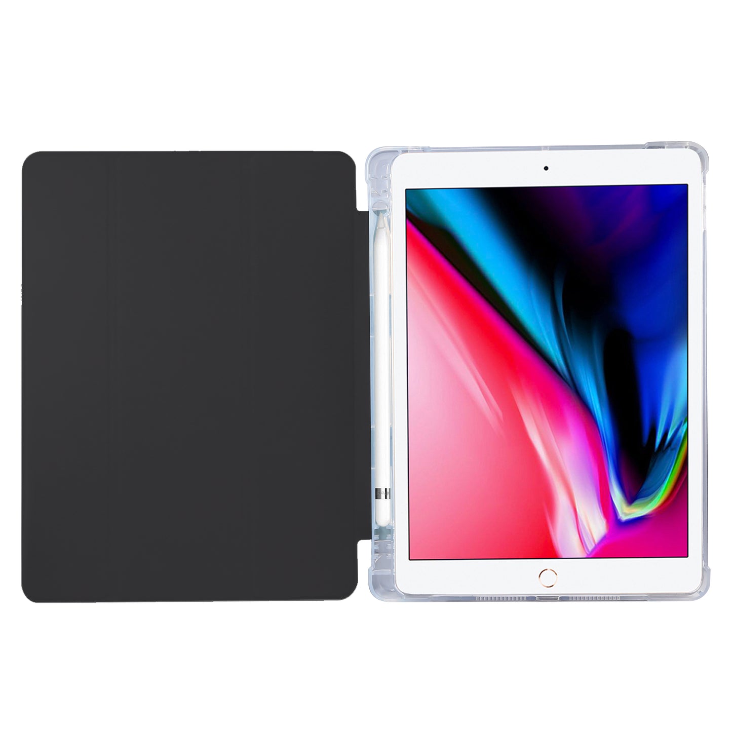 Skin Feel Tri-fold Stand Shockproof Leather Smart Case with Pen Slot for iPad 10.2 (2021)/(2020)/(2019)