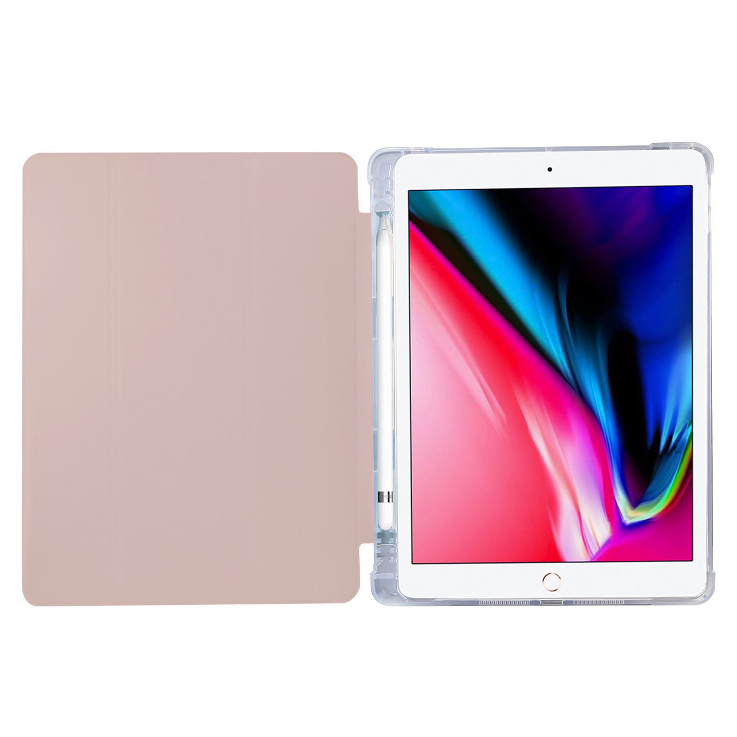 Skin Feel Tri-fold Stand Shockproof Leather Smart Case with Pen Slot for iPad 10.2 (2021)/(2020)/(2019)