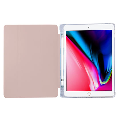 Skin Feel Tri-fold Stand Shockproof Leather Smart Case with Pen Slot for iPad 10.2 (2021)/(2020)/(2019)