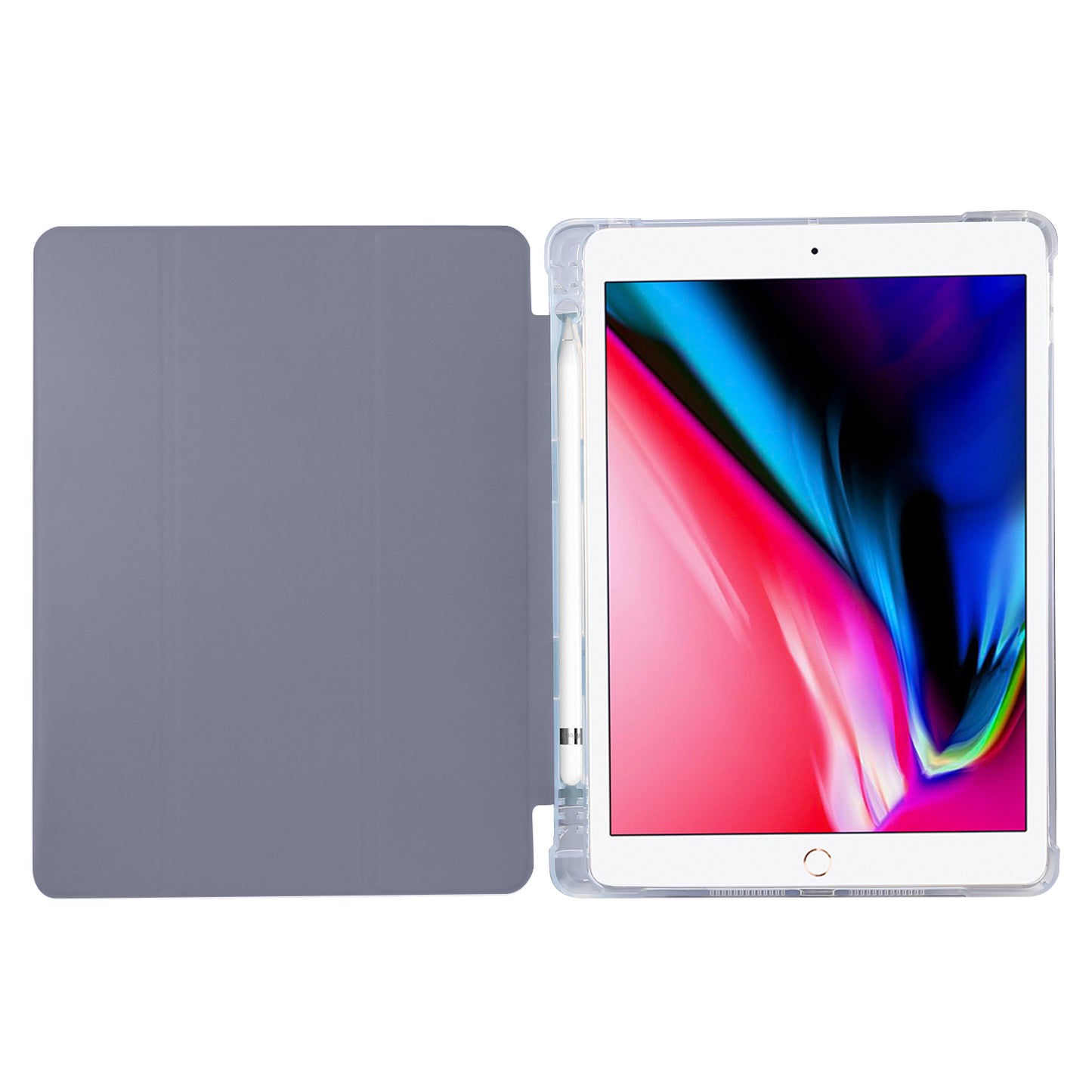 Skin Feel Tri-fold Stand Shockproof Leather Smart Case with Pen Slot for iPad 10.2 (2021)/(2020)/(2019)